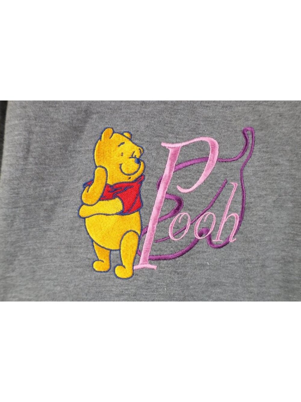Vintage 90s Disney Womens XL Distressed Winnie the Pooh V-Neck Sweatshirt Gray - Picture 4 of 14